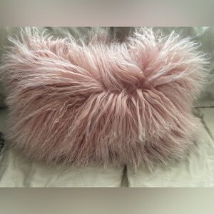 NEW w/Tags Westelm Mongolian fur Pillow Cover 12” x 21” zipper closure